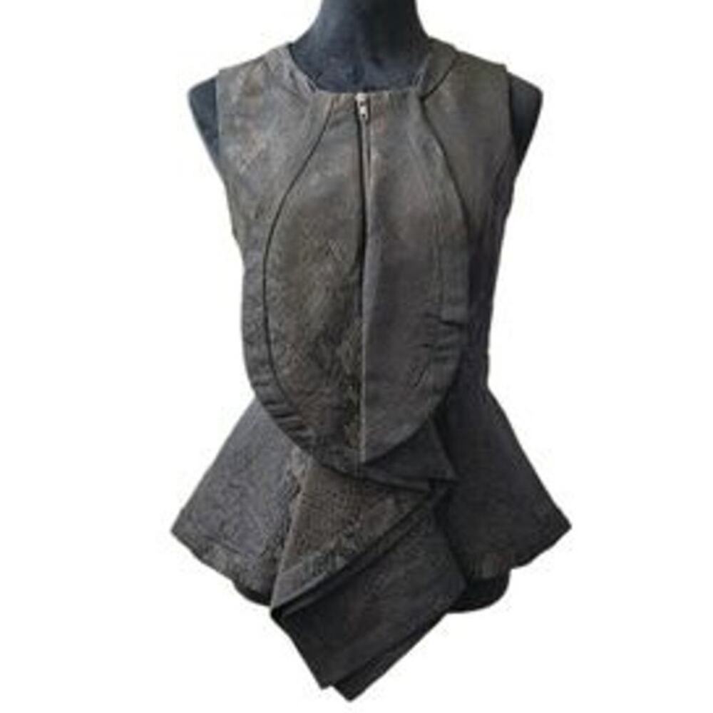 W118 Walter Baker Womens Ruffle Full Zip Vest Sz S Whimsigoth Steampunk Designer